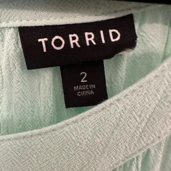 Torrid teal sleeveless blouse bohemian coastal grandma hippie, gypsy plus size - Picture 3 of 5